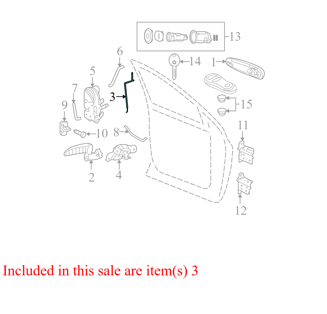 1CR97BD5AA 2003-2009 Dodge Ram FL Interior Door Lock Rod Used 55276127AB OEM