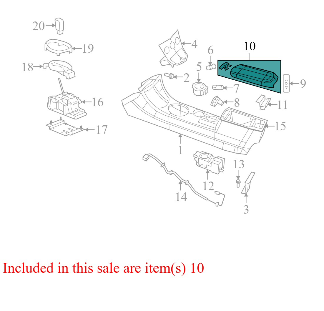 1000129009 2010 Chrysler Sebring Console Armrest Used 1000129009 OEM