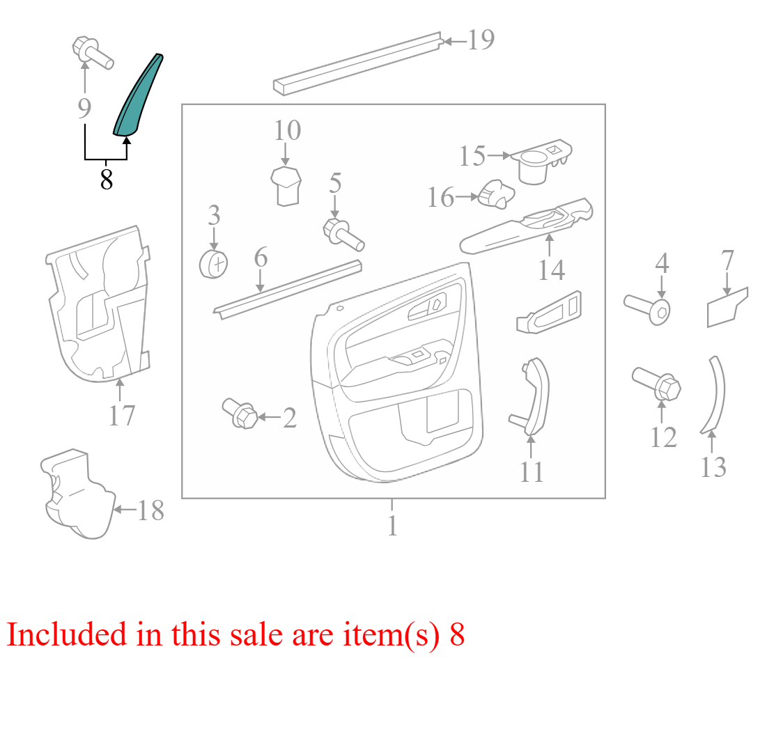 25852794M 2009-2012 Chevrolet Traverse RL Door Trim Molding Used 25852794M OEM