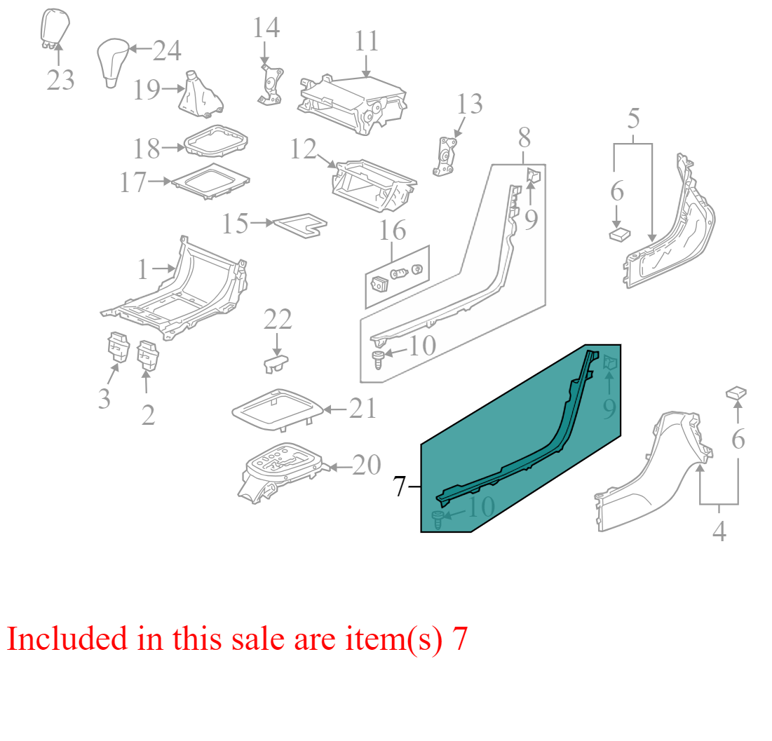 77293SEPA010 2004-2006 Acura TL Passenger FR Console Trim Panel Used 77293SEPA010 OEM
