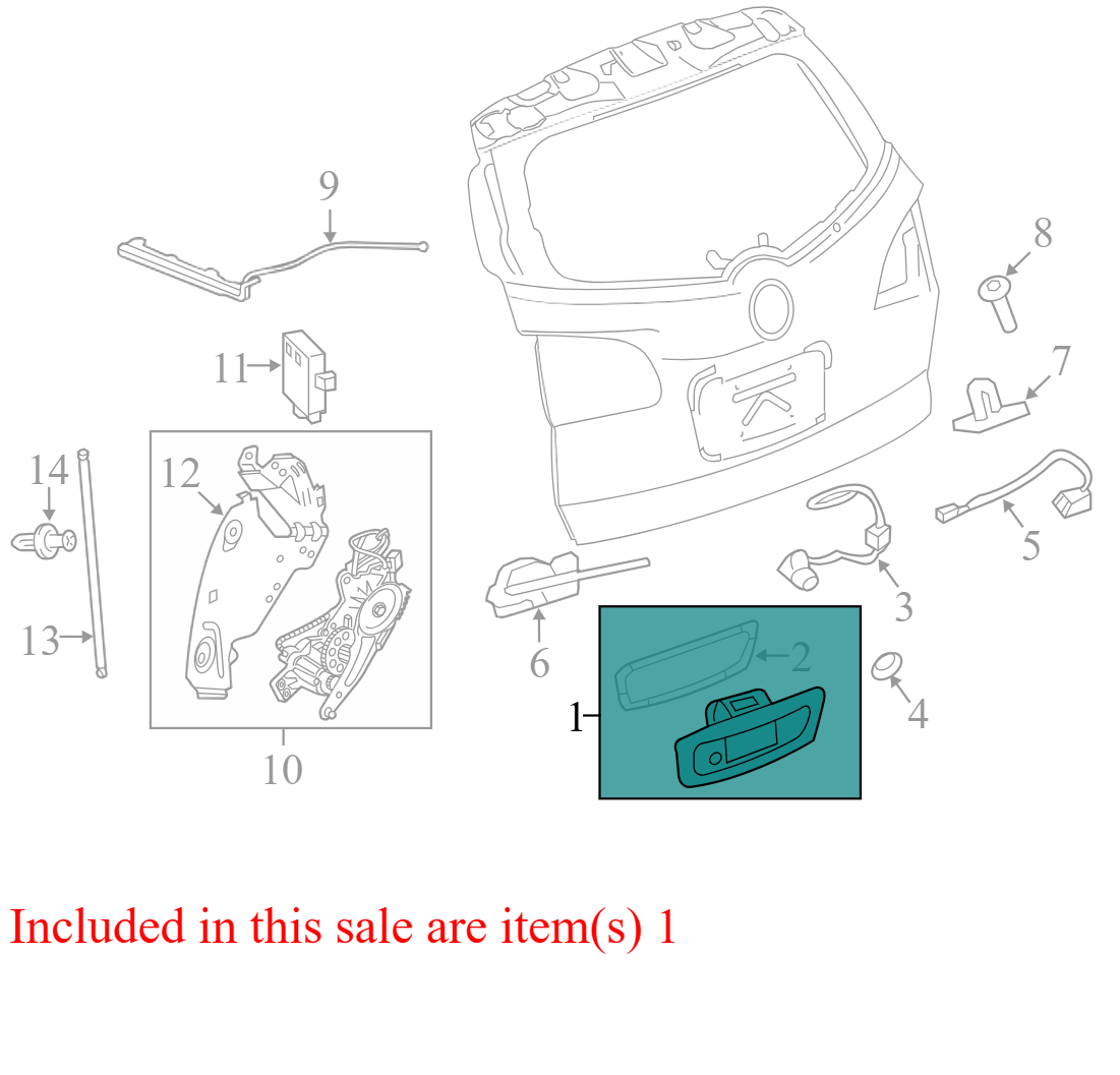 22738730 2009-2012 Chevrolet Traverse Rear Liftgate Latch Handle Used 22738730 OEM