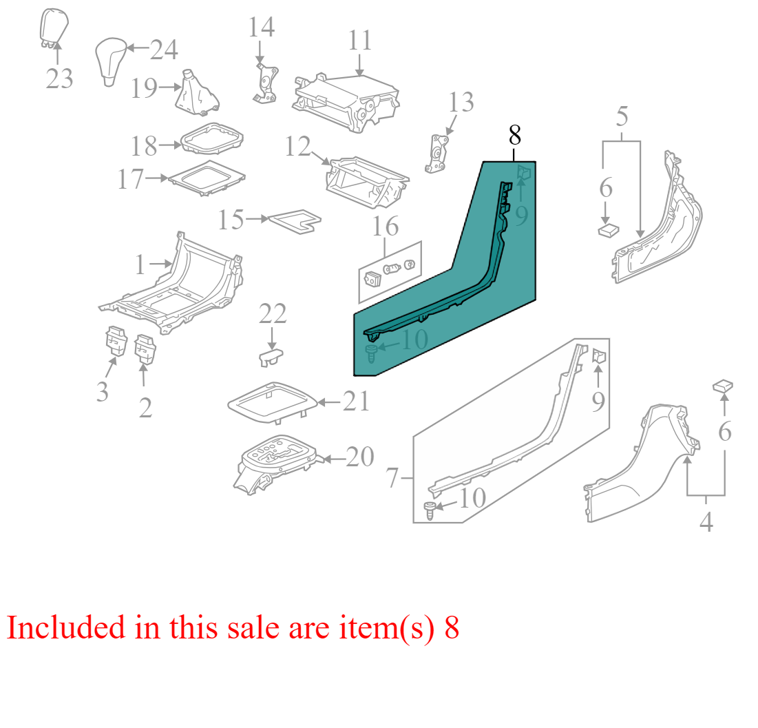 77298SEPA010 2004-2006 Acura TL Driver FL Console Trim Panel Used 77298SEPA010 OEM