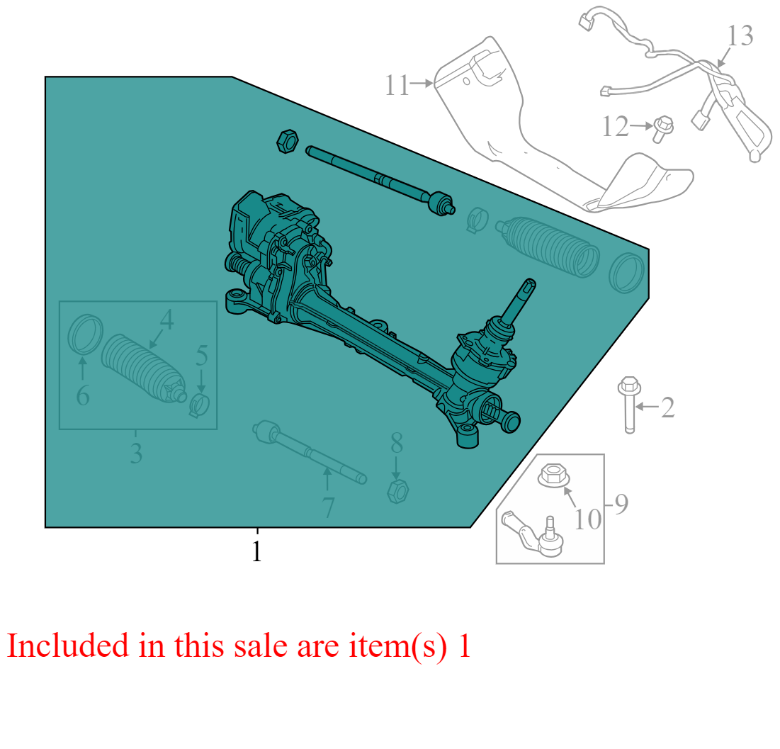 BV6Z3504GE 2012-2014 Ford Focus Steering Gear Rack and Pinion Assembly Used BV6Z3504GE OEM