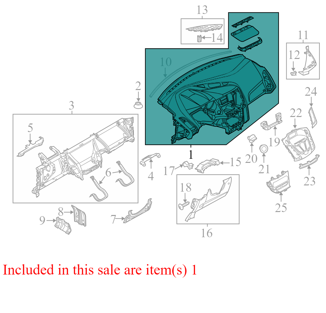 DV6Z5804320GA 2012 Ford Focus Dashboard Panel Used DV6Z5804320GA OEM