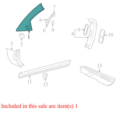 1C0867233J 2000-2001 Volkswagen Beetle FL Body A-Pillar Trim Panel Used 1C0867233J OEM