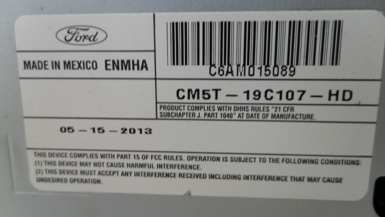 CM5T19C107HD 2012-2014 Ford Focus Radio Control Unit Used FM5Z18C869HD OEM