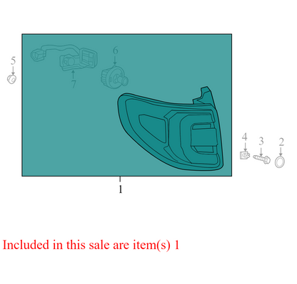 19433883 2013-2016 GMC Acadia Passenger RL Tail Light Assembly Used 19433883 OEM