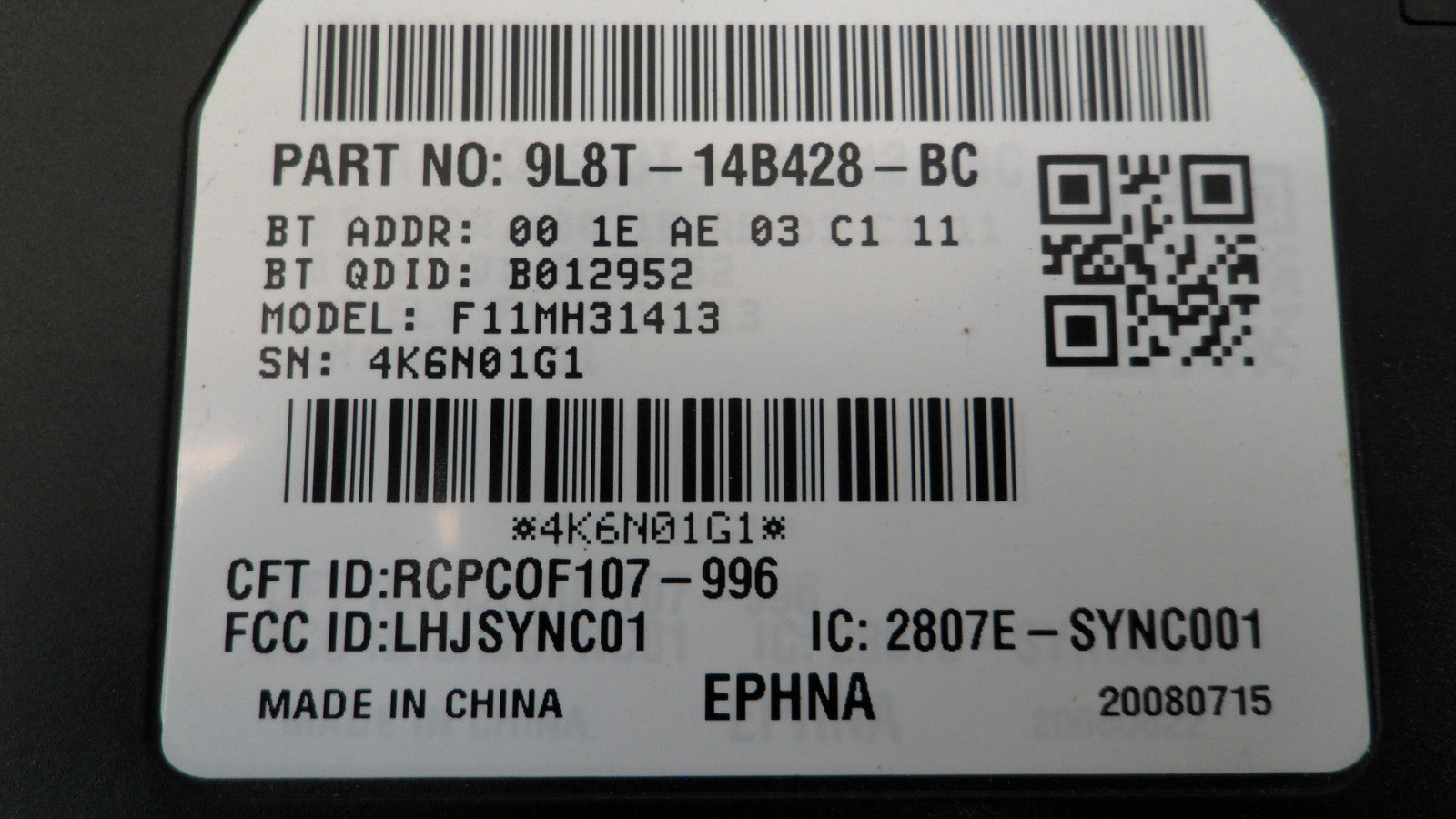 9L8T14B428BC 2009-2012 Ford Escape Wireless Communication Module Used 9L8T14B428BC OEM