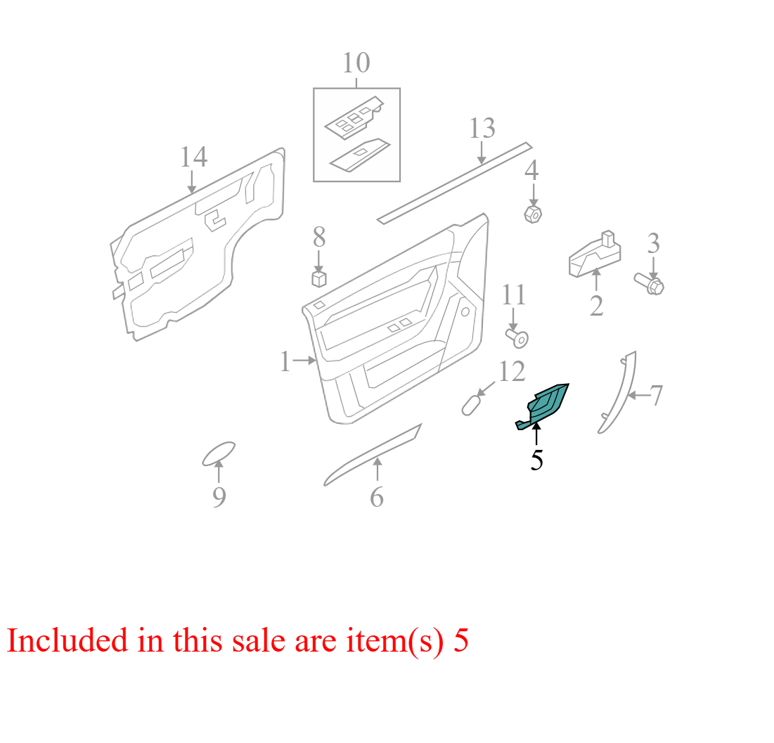 96462711 2007-2011 Chevrolet Aveo FR Interior Door Handle Trim Used 96462711 OEM