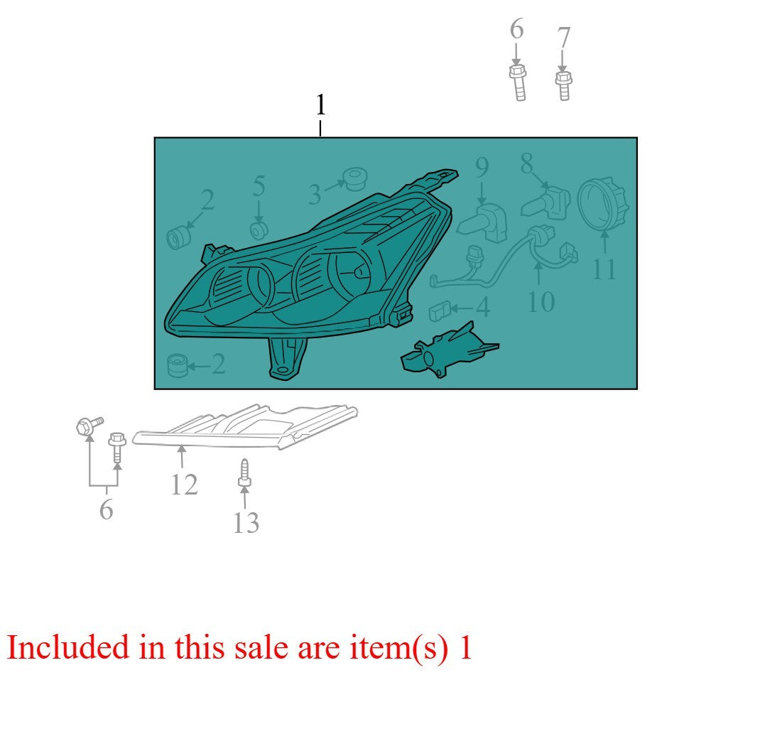 20794804 2009-2012 Chevrolet Traverse Passenger FR Headlight Assembly Used 20794804 OEM