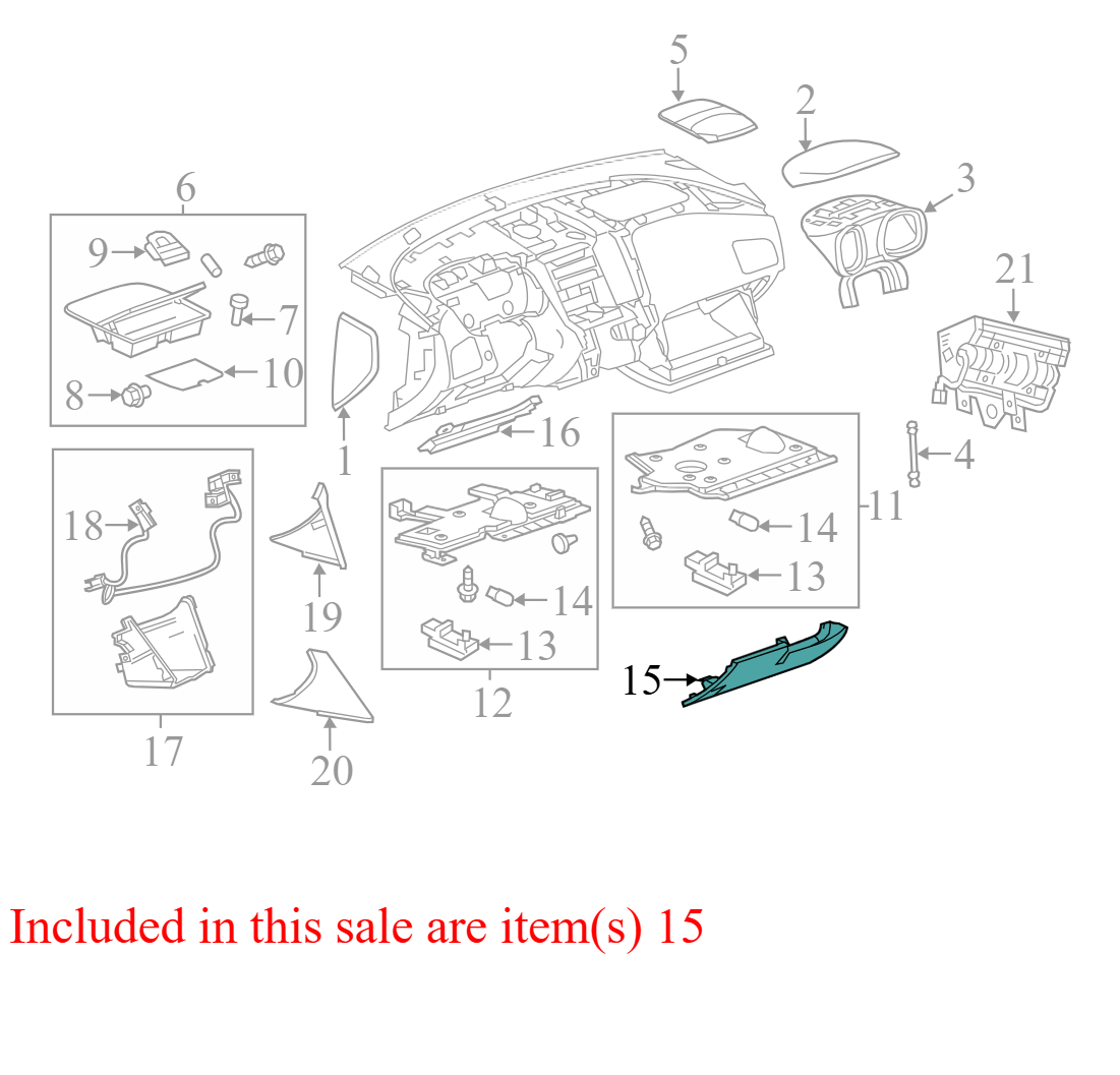 20910862001 2010-2011 Chevrolet Equinox Instrument Panel Knee Bolster Used 20910862001 OEM