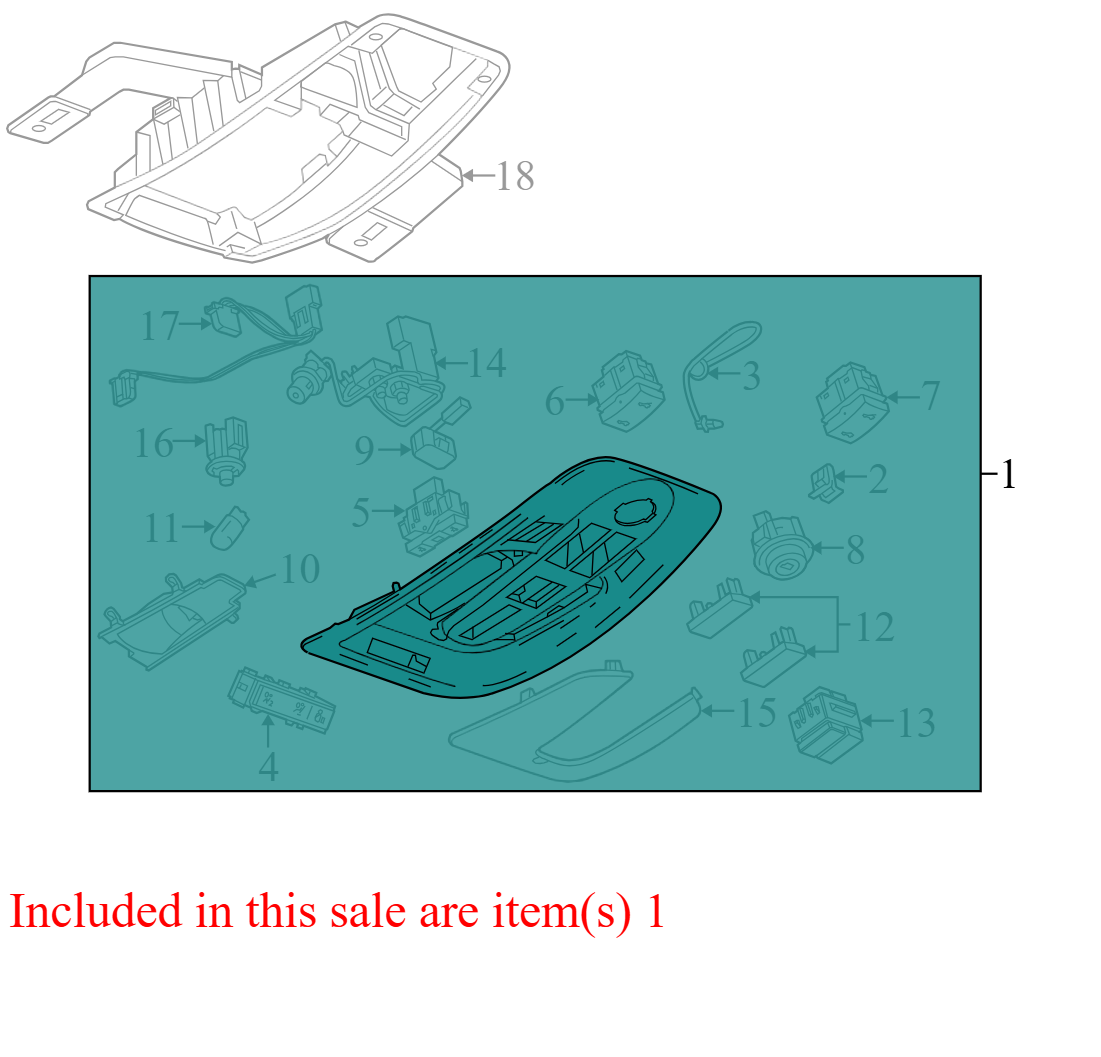 A21553AB 2010-2011 Chevrolet Equinox Upper Overhead Console Used A21553AB OEM