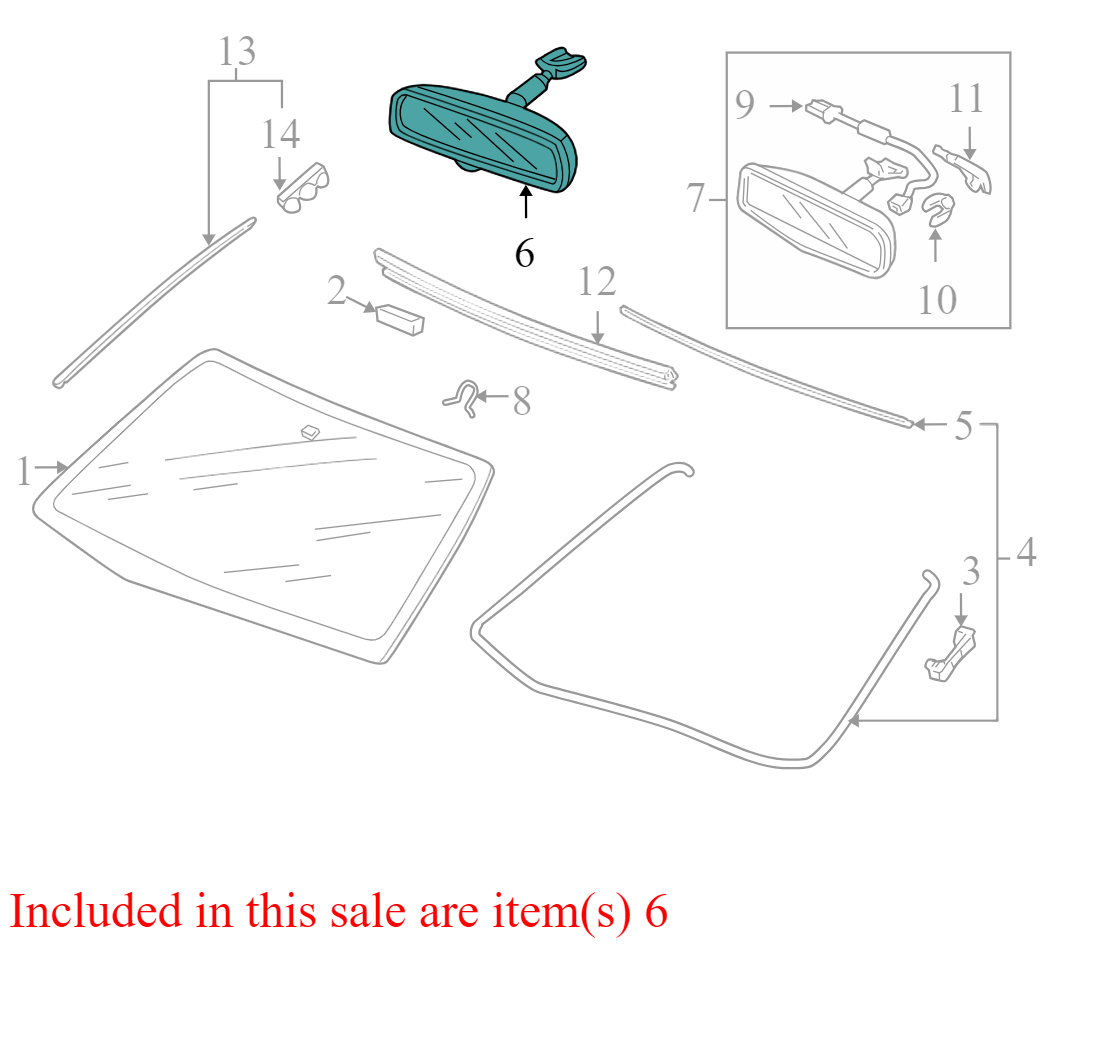 76400SEA305 2005-2010 Honda Odyssey Front Interior Rear View Mirror Used 76400SEA305 OEM