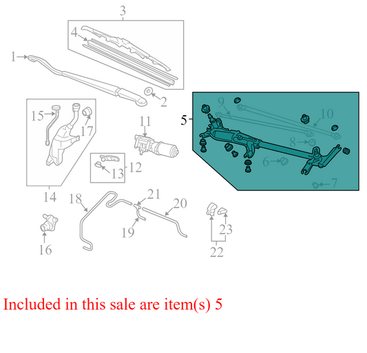 76530SHJA02 2007 Honda Odyssey Front Windshield Wiper Linkage W/ Motor Used 76530SHJA02 OEM