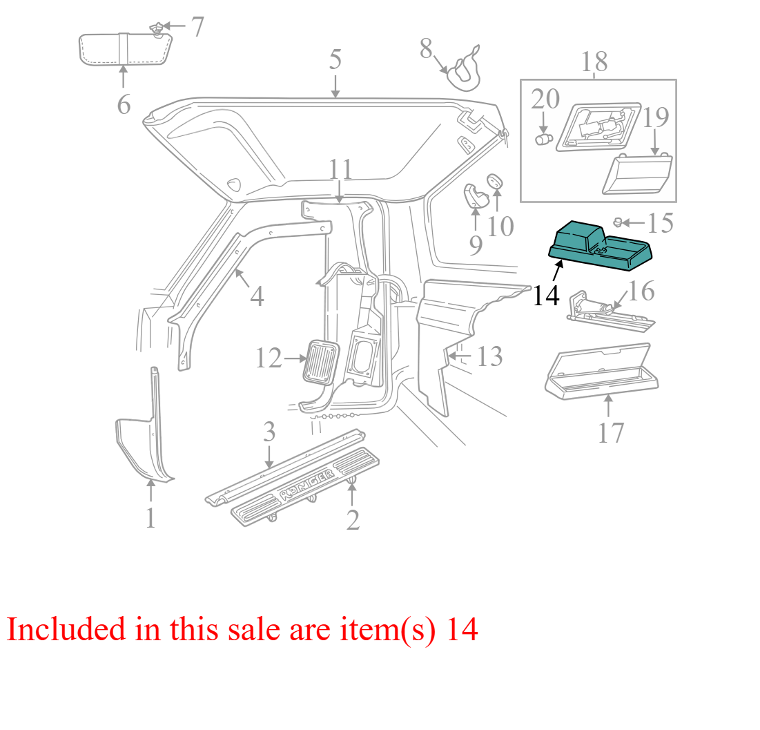 XL541345400AAW 2000-2011 Ford Ranger Floor Jack Cover W/Cupholders Used XL541345400AAW OEM