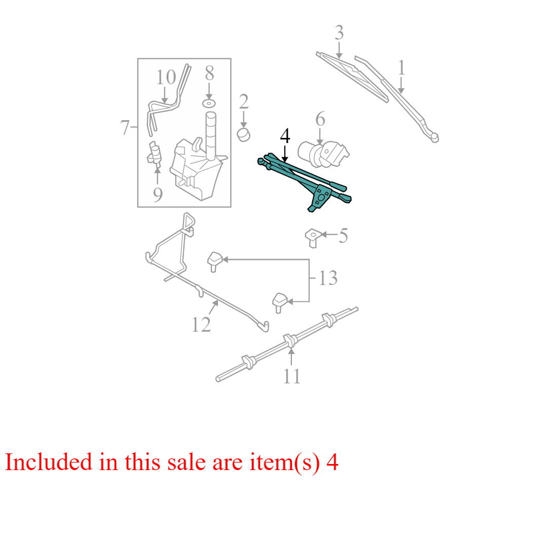 8L8417500AC 2008-2012 Ford Escape Front Windshield Wiper Linkage Used 9L8Z17566A OEM