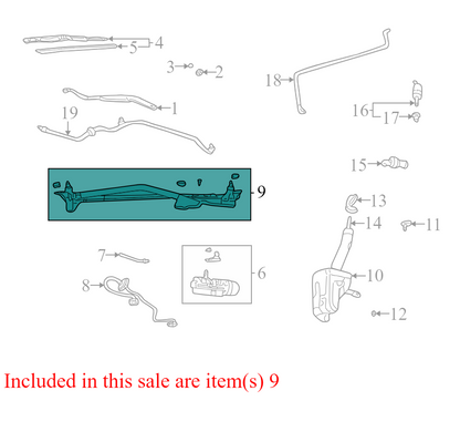 25722393 2002-2005 Buick LeSabre Front Windshield Wiper Linkage 3.8L Used 25722393 OEM