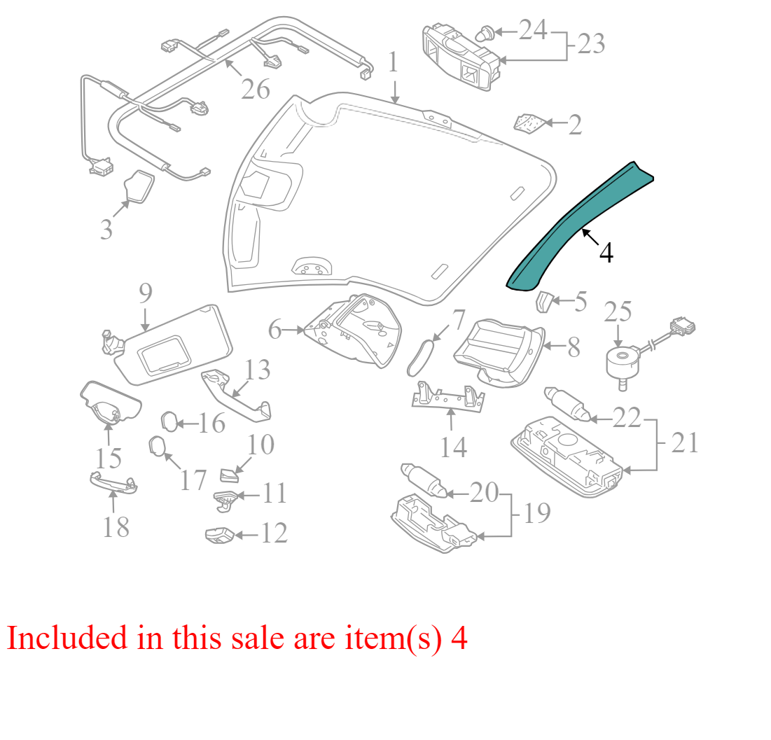 1C0867617E 2000-2001 Volkswagen Beetle Rear Roof Opening Trim Used 1C0867617E OEM