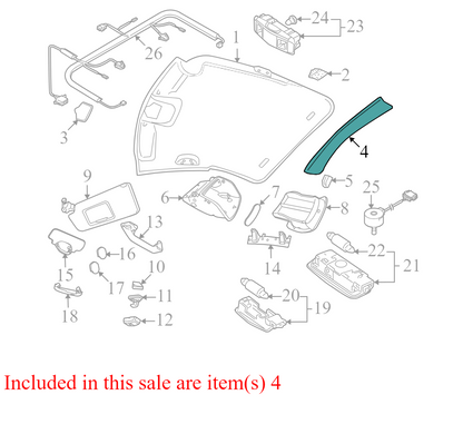 1C0867617E 2000-2001 Volkswagen Beetle Rear Roof Opening Trim Used 1C0867617E OEM
