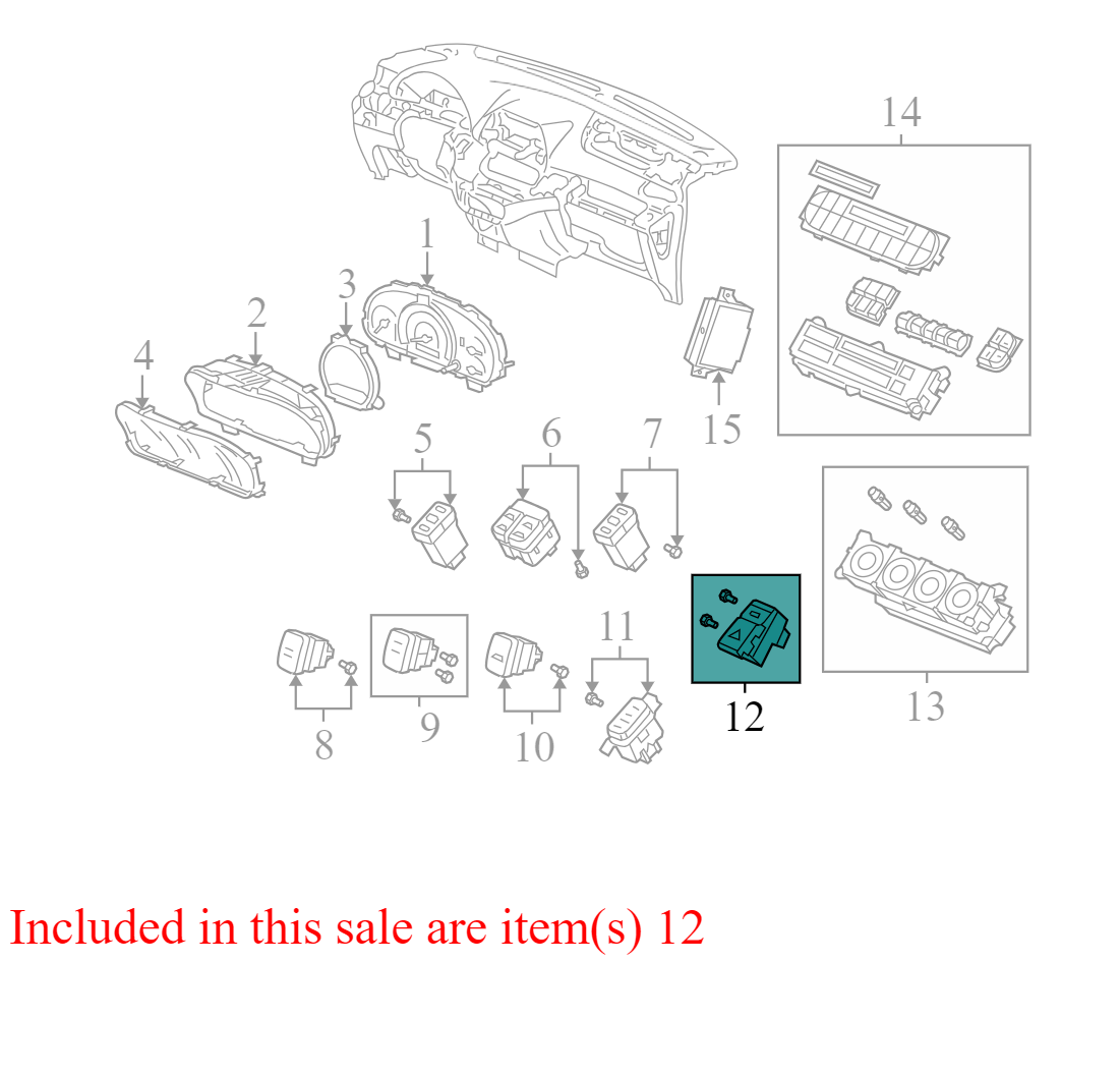 35510SHJA01 2005-07 Honda Odyssey Hazard Warning Switch W/ 2 Dash Vent Used 35510SHJA01 OEM
