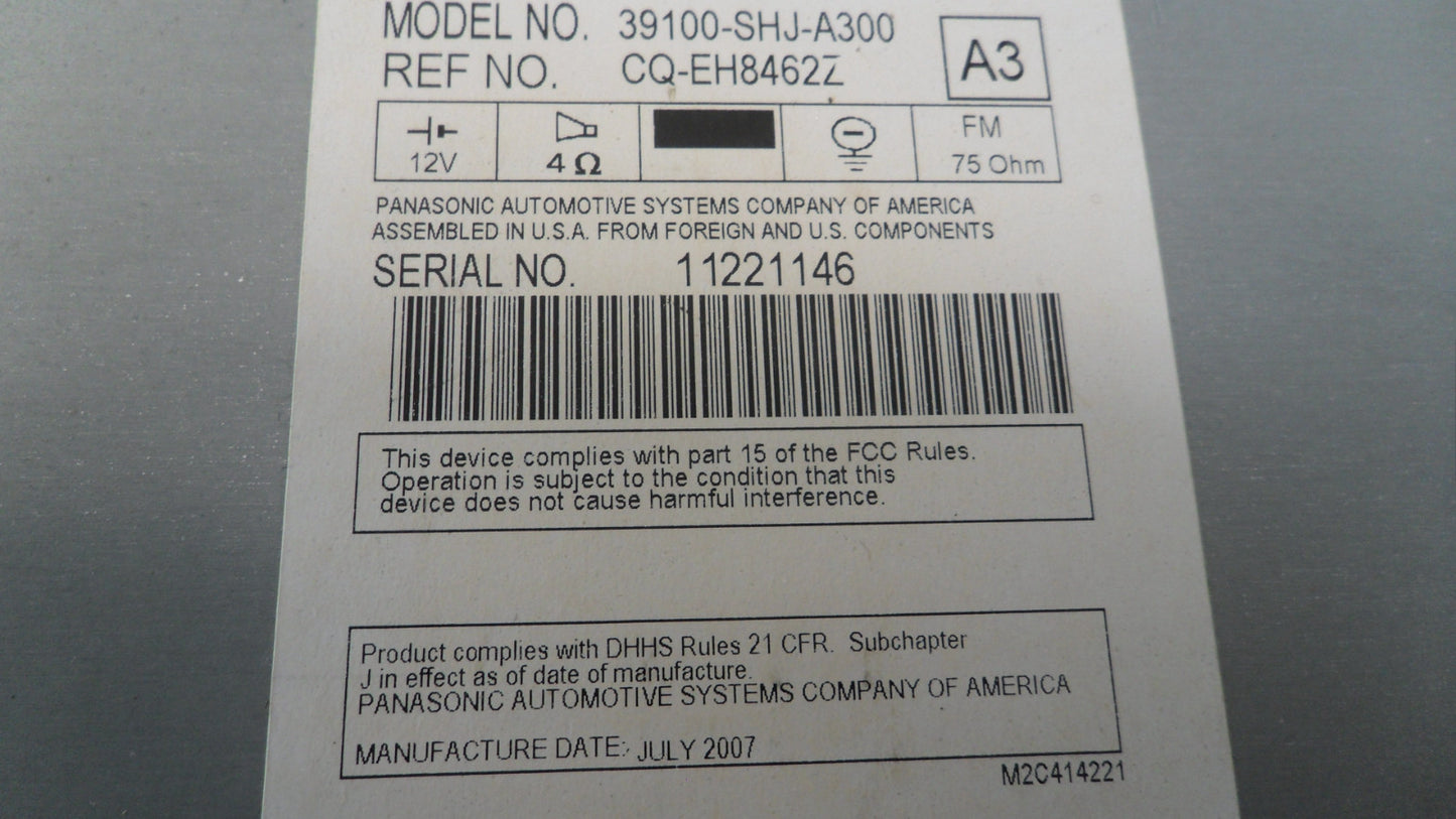 39100SHJA300 2005-2010 Honda Odyssey Radio Control Unit Used 39100SHJA300 OEM