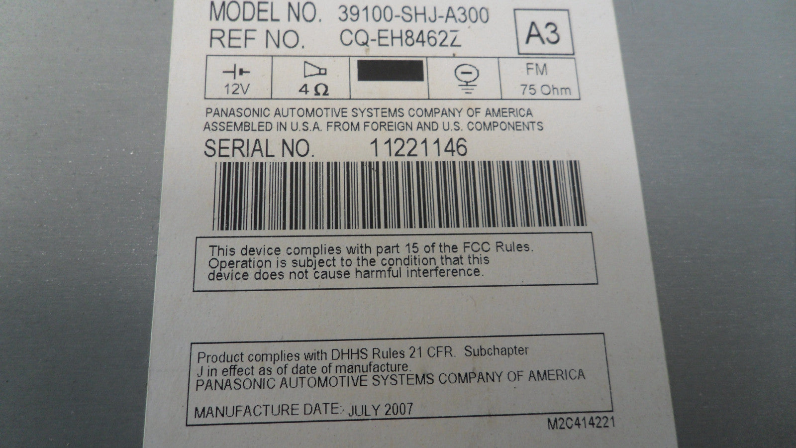 39100SHJA300 2005-2010 Honda Odyssey Radio Control Unit Used 39100SHJA300 OEM