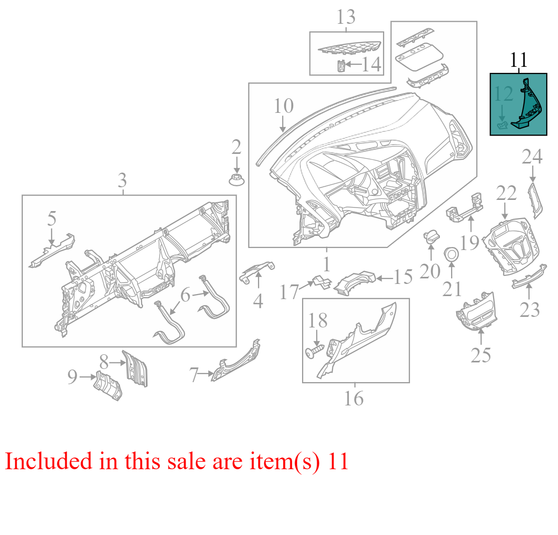 BM51A044C61 2012-2014 Ford Focus Driver FL Instrument Panel Side Cover Used BM51A044C61 OEM