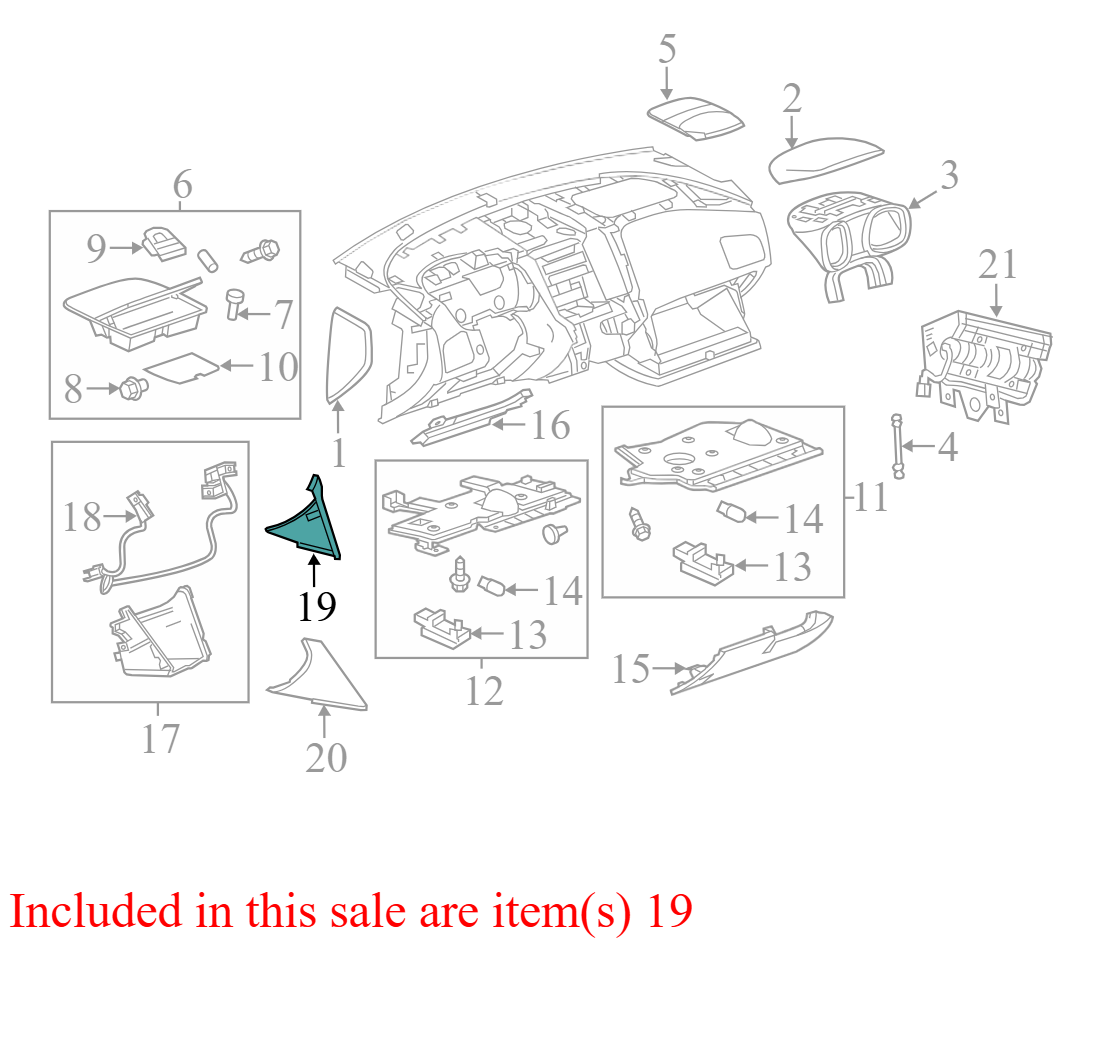 20954929 2011-2017 Chevrolet Equinox FR Instrument Panel Side Cover Used 20954929 OEM